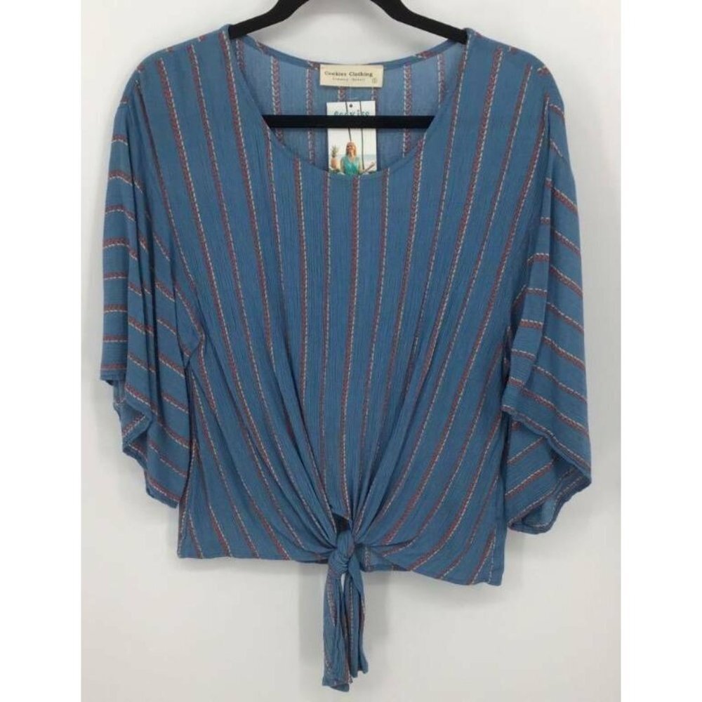 Cookies Clothing Top Small Blue Stripe Women New